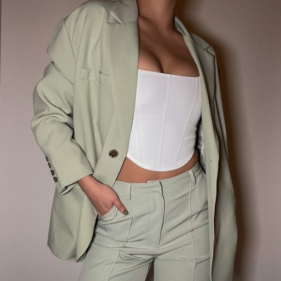 Sage Green Oversized Blazer - Picture 1 of 3